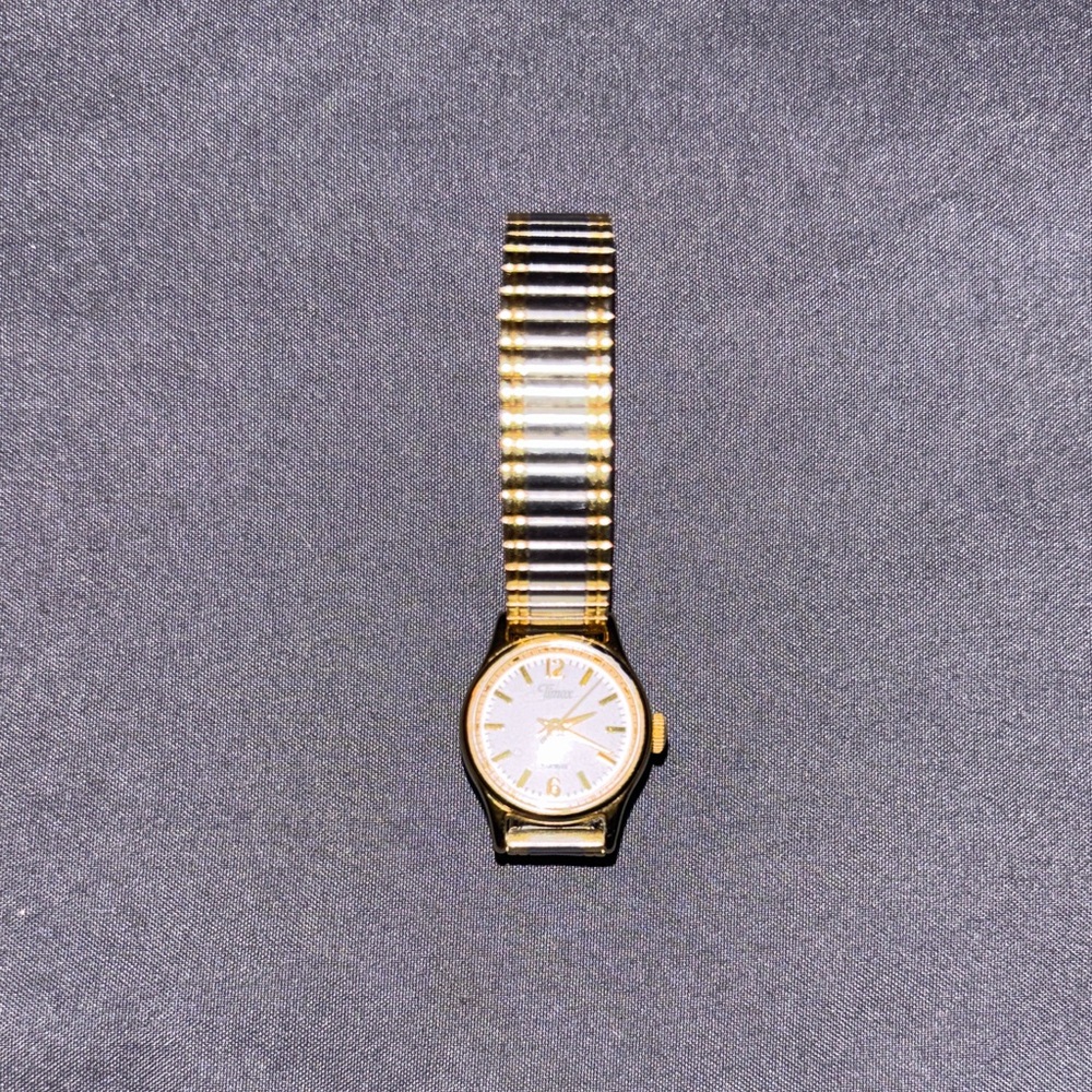 Timex Two-Tone Gold and Silver Women's Stretch Watch Dead Battery